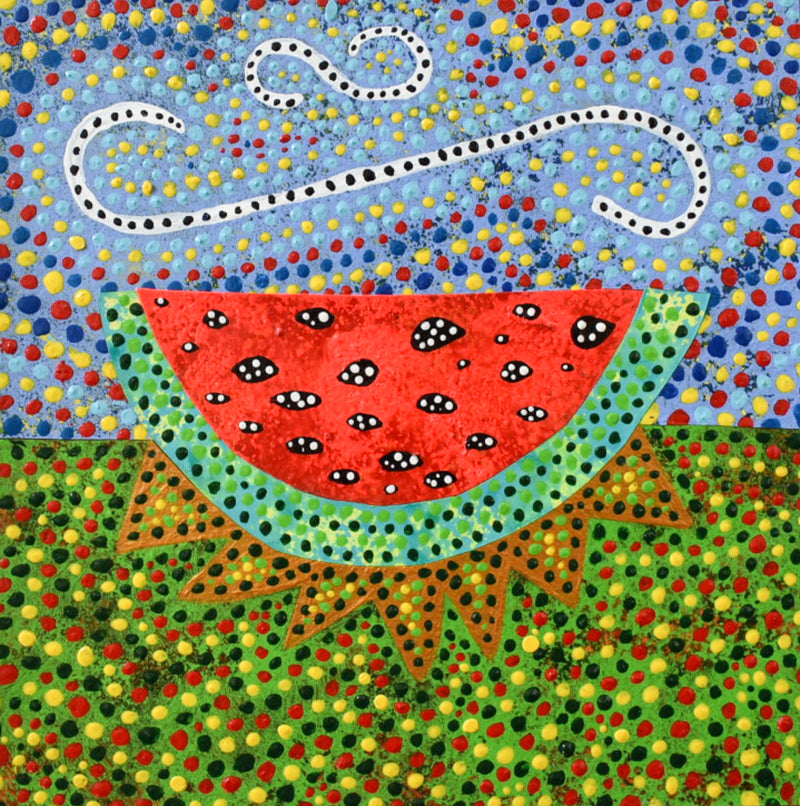 art print, painting of a watermelon slice