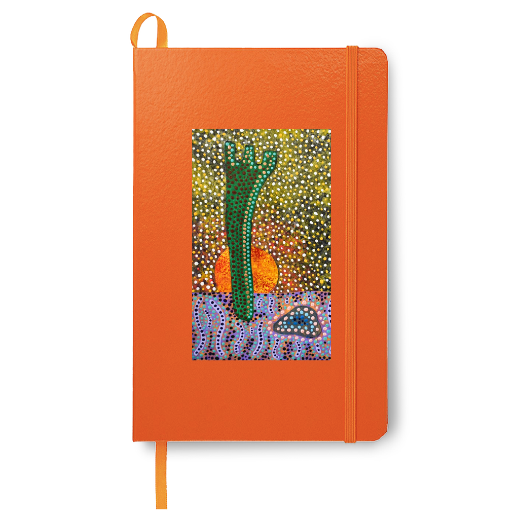 orange journal with David Tull art work.