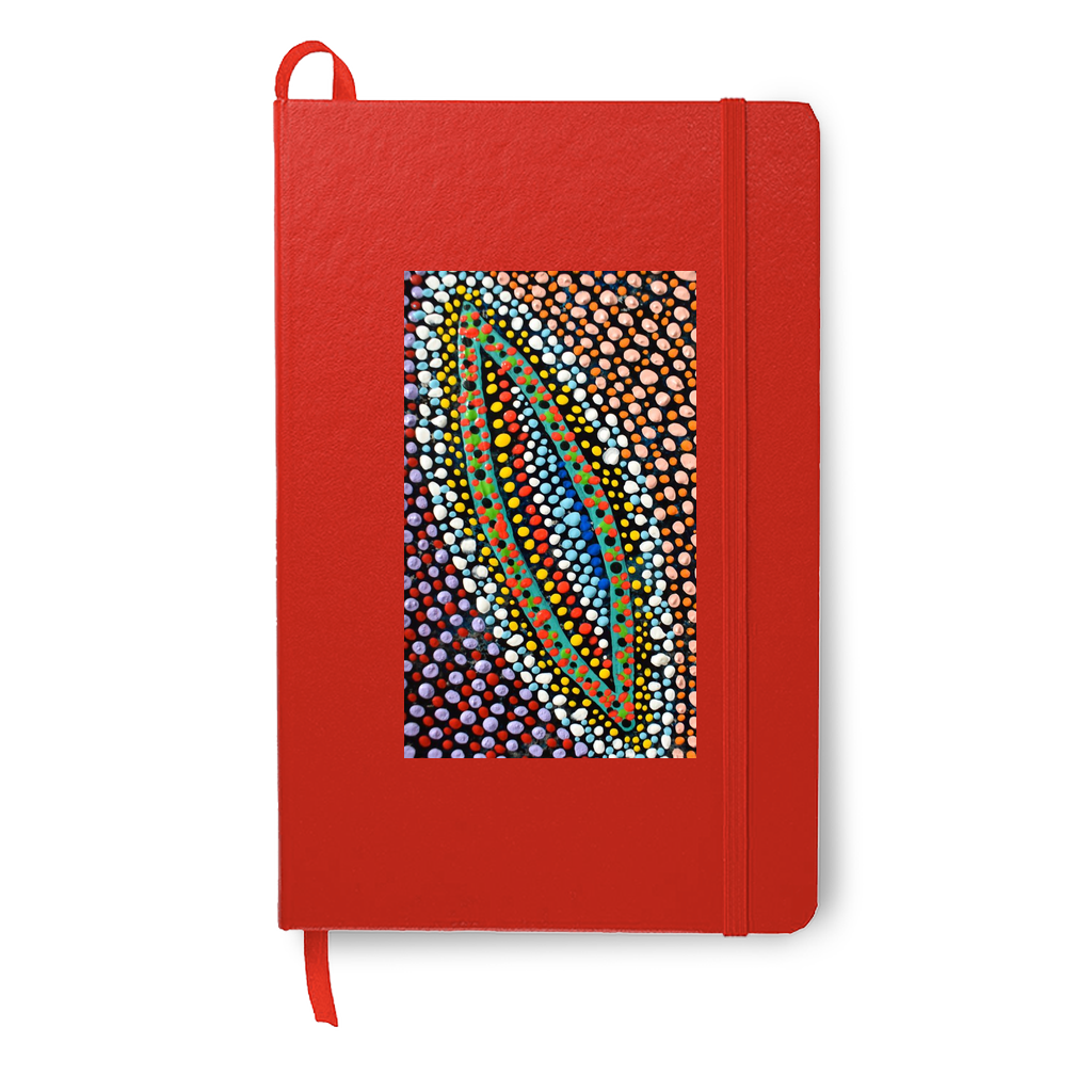 red blank journal with David Tull art work.