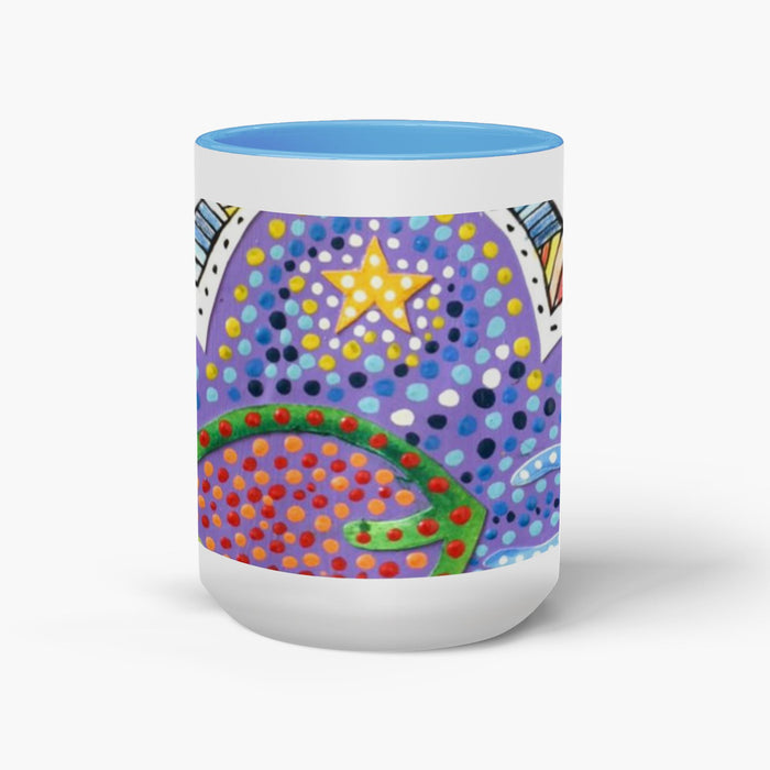 coffee mug, accent mug, lavender coffee mug with yellow star