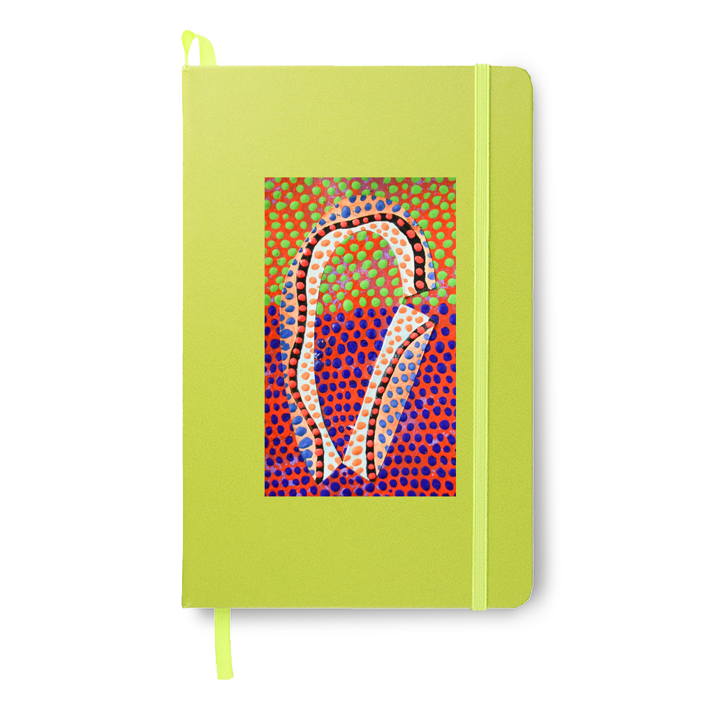 lime green journal with David Tull art work.