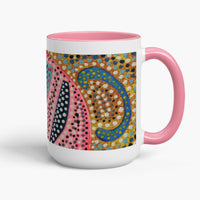 gold and pink dotted accent mug for coffee or tea.