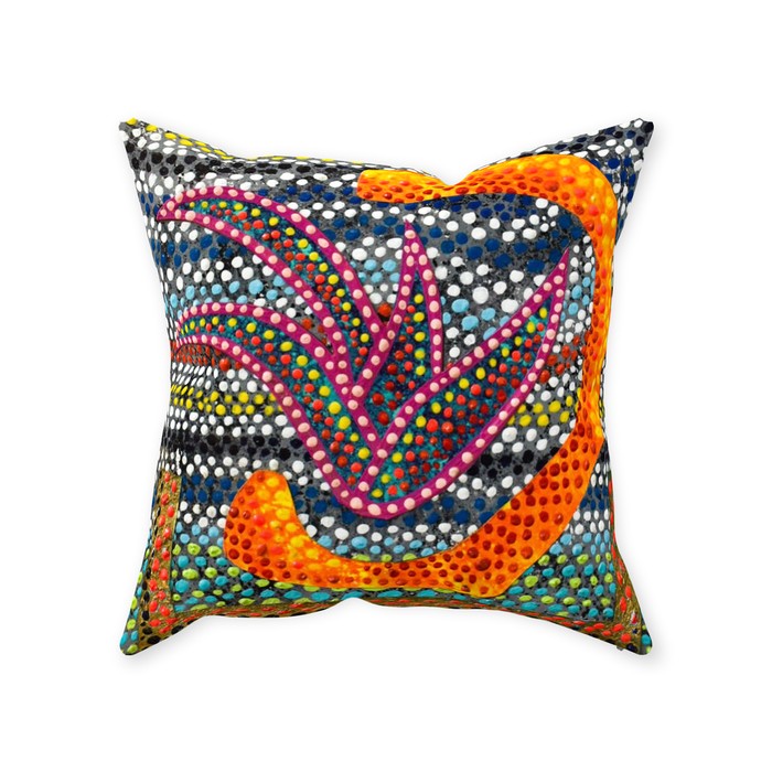 colorful southwest style cactus design on a square throw pillow.