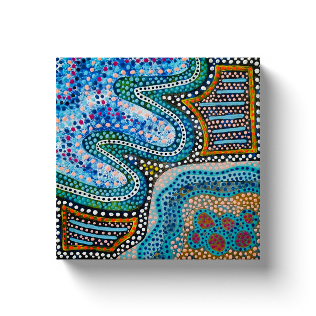 abstracted ocean shore at low tide printed canvas wrap..